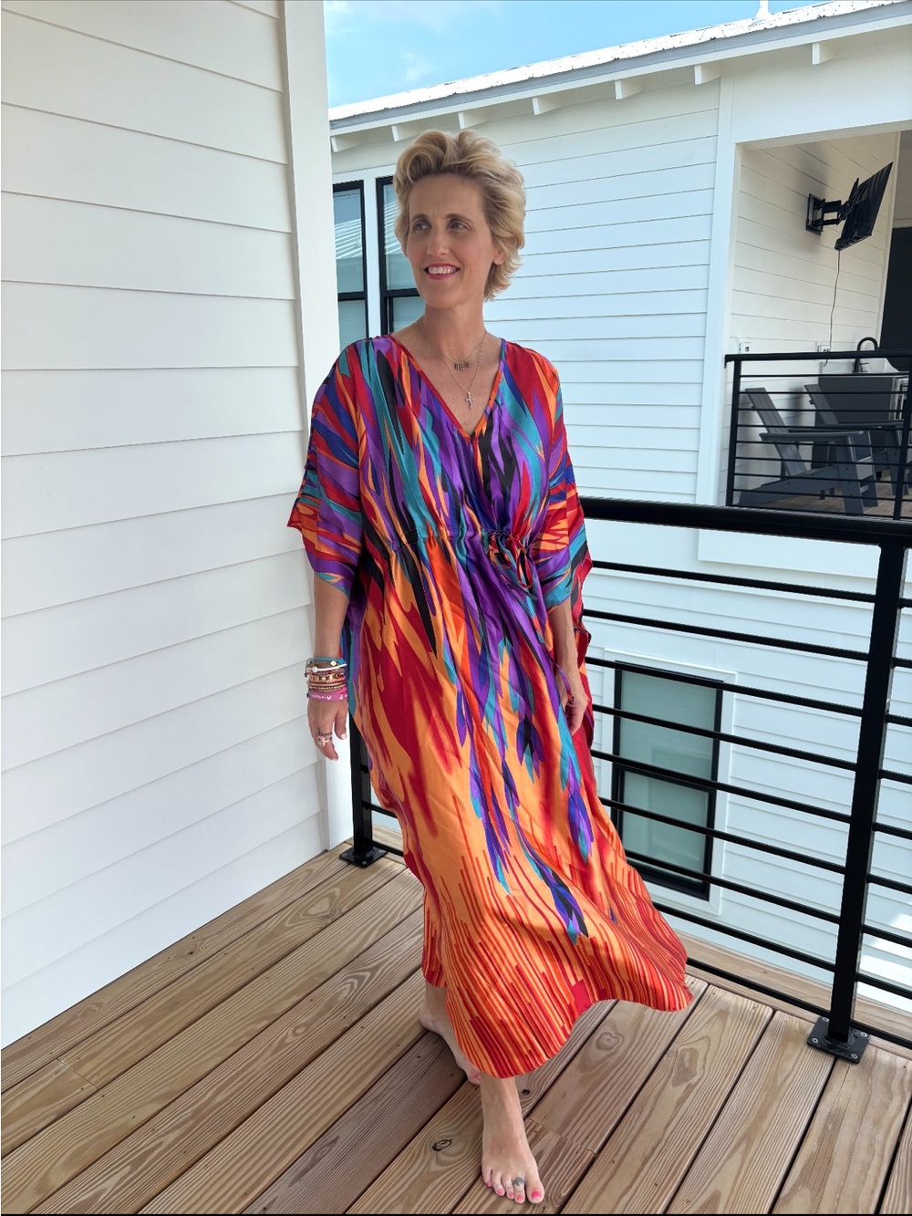 Vibrant Multi-Color Caftan Dress, NWT